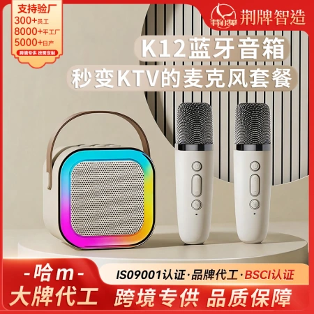 A color-illuminated speaker case with a white lapel microphone clip-on Bluetooth live speaker and singing accompaniment device A color-illuminated speaker case with a white lapel microphone clip-on Bluetooth live speaker and singing accompaniment device